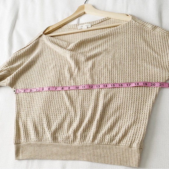 Treasure & Bond Draped Front Drop Sleeve Waffle Top - Picture 3 of 8